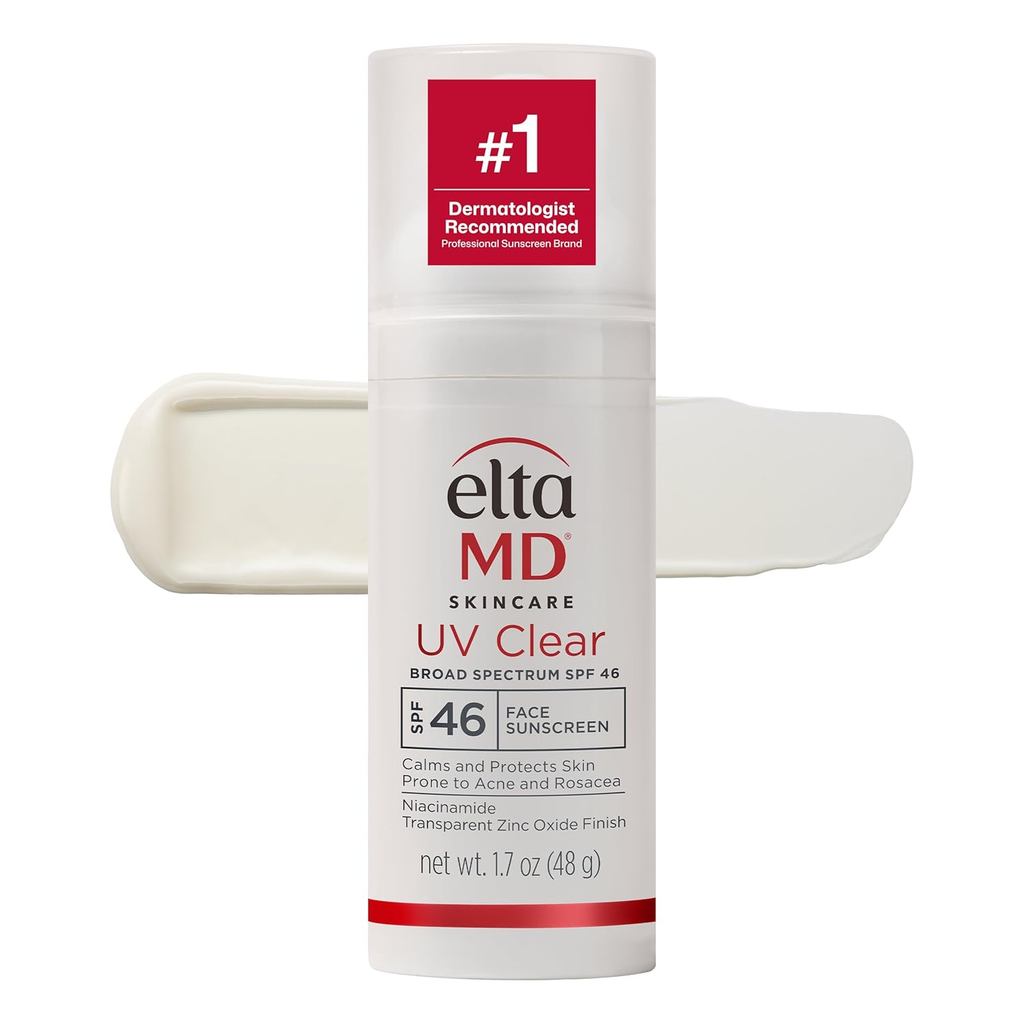 Protetor Solar Facial EltaMD UV Clear com Cor, FPS 46, Protetor Solar Sem Óleo para Pele Sensível com Óxido de Zinco, Re