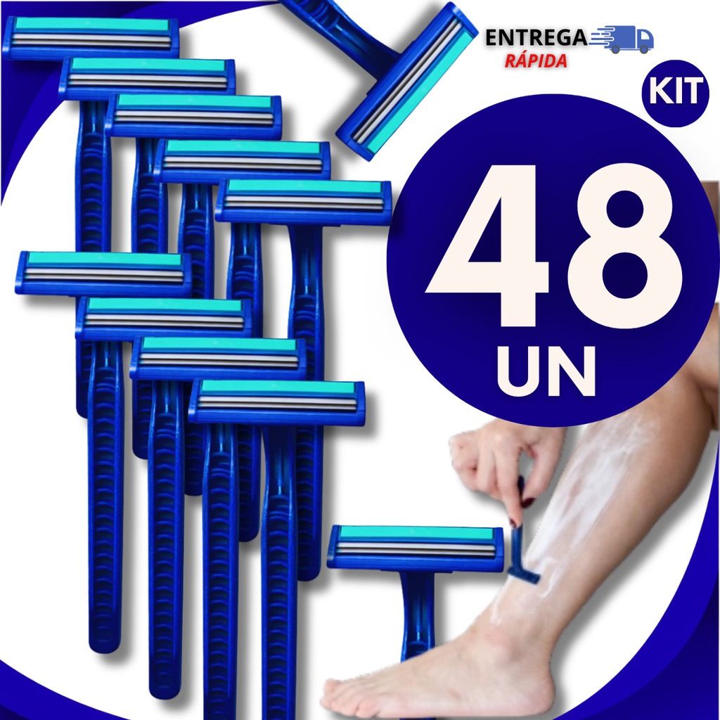 Kit Barbeador Descartável Masculino Feminino Aparelho  Barbear com 2 Lâminas Fita Lubrificante