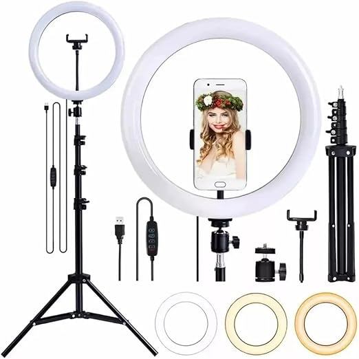 RING LIGHT ILUMINADOR LIVE VIDEO FOTO 26CM 10" TRIPÉ 1,5M