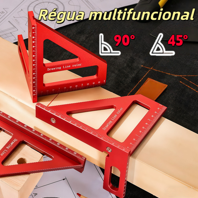 🔴Esquadro 3D para Marcenaria, Régua de Precisão com Medição e Traçado, Ferramenta de Carpintaria