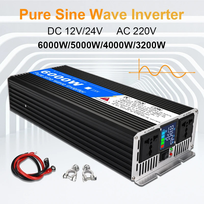 Venda Quente Inversor De Onda Senoidal Pura 3200W 4000W 5000W 6000W Potência DC 12V24V Para AC 220V Tensão 50/60HZ Conve