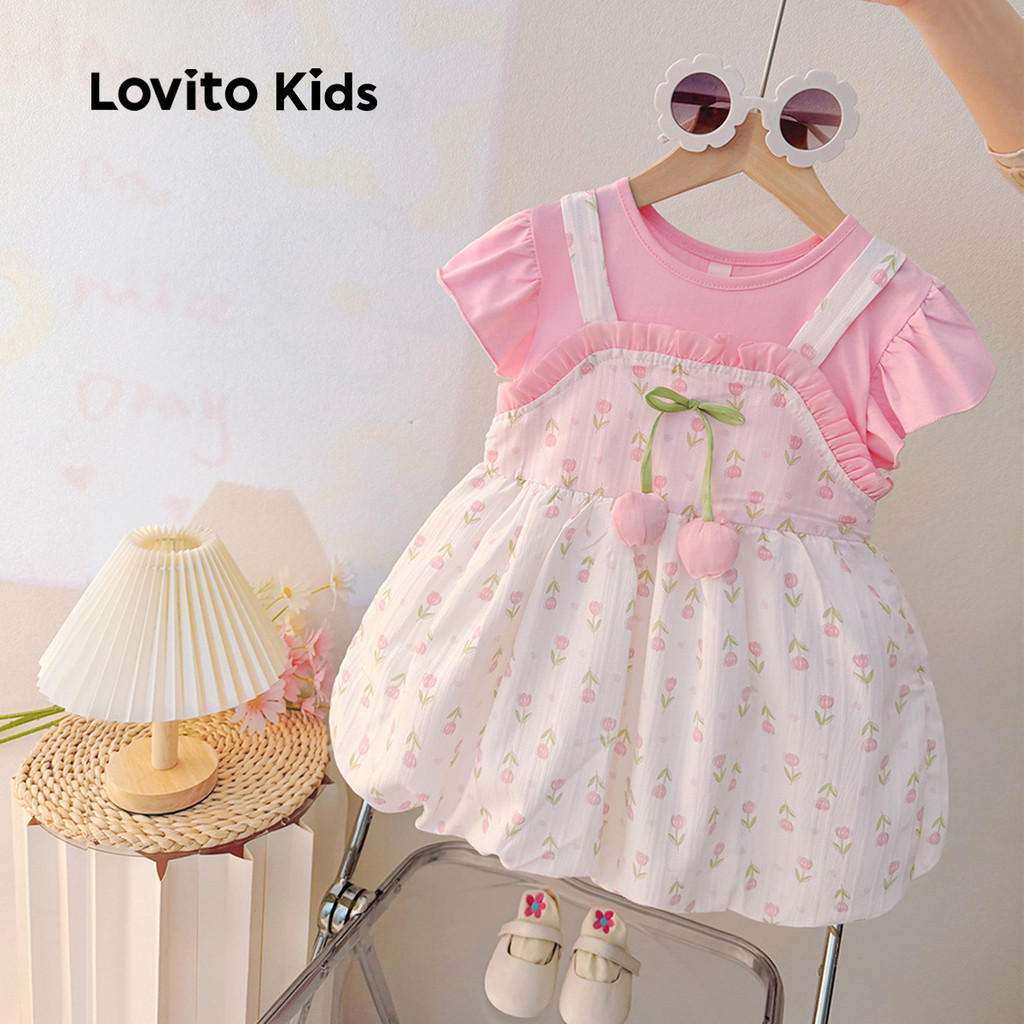Lovito Kids Vestido Fofo de Primavera/verão para Menina LNL128171 em Oferta na Shopee