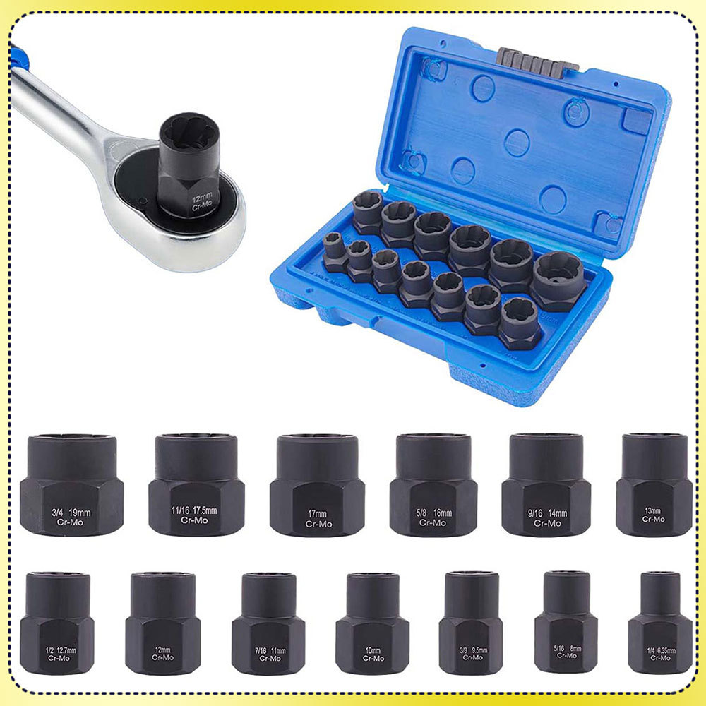 13x Ferramenta para remoção de parafusos e porcas Chave de extração de porcas Ferramenta para remoção de parafusos