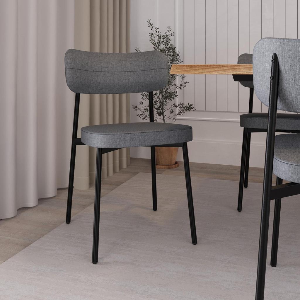 Cadeira de Jantar Tecido Sintetico Alloa Est. Preta em Oferta na Shopee