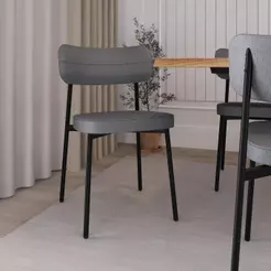 Cadeira de Jantar Tecido Sintetico Alloa Est. Preta