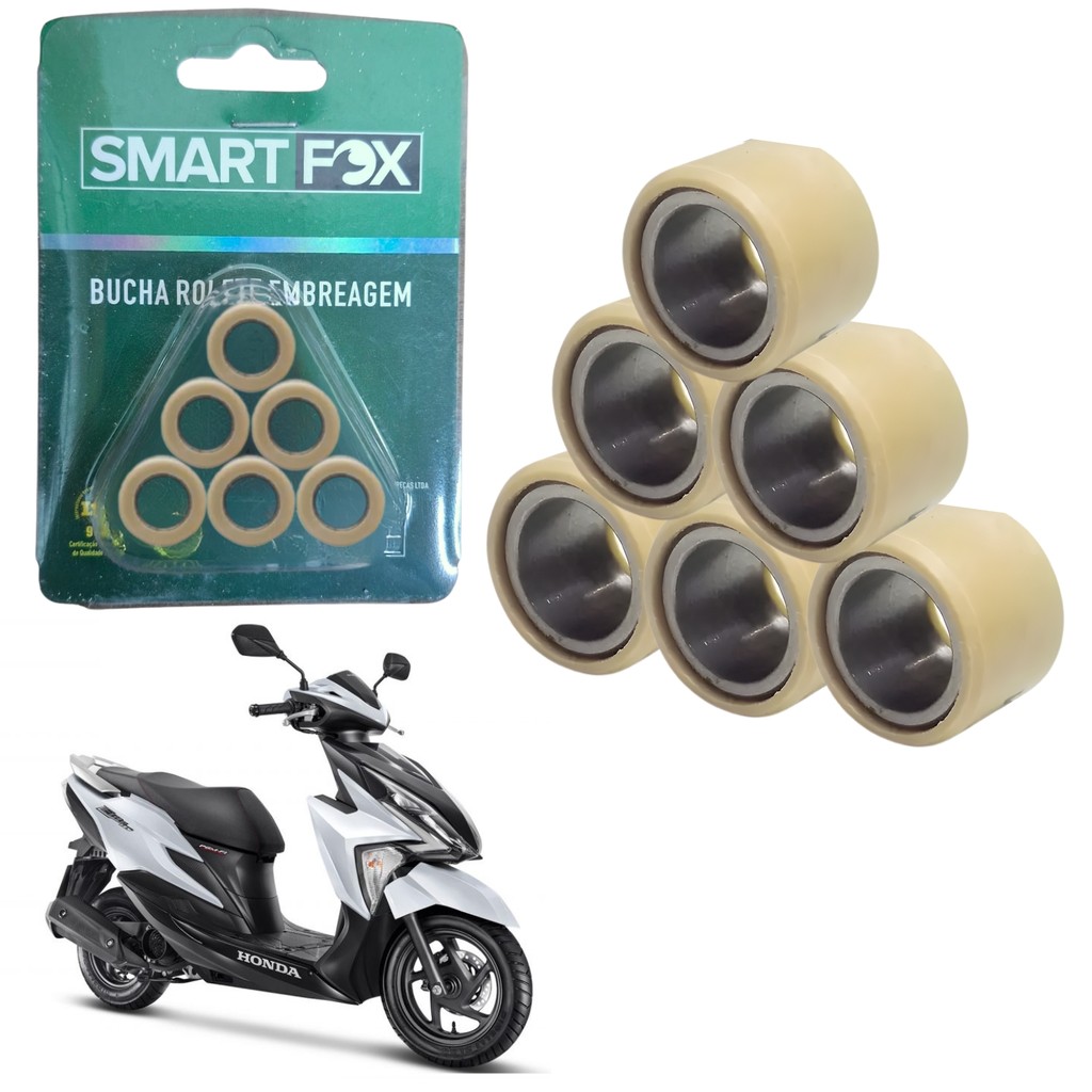 KIT 6 BUCHA ROLETE CONTRAPESO EMBREAGEM SMARTFOX HONDA ELITE 125 2019-2022