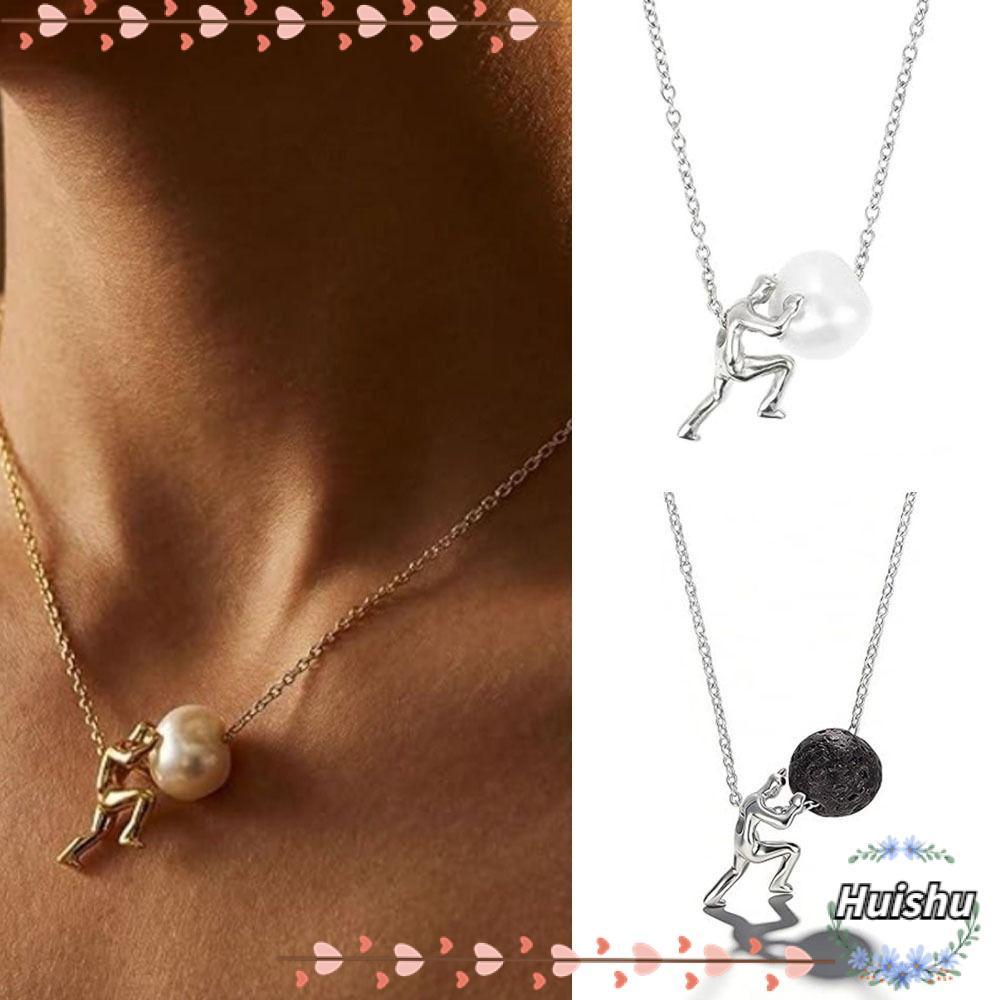 Colar HUISHU Sisyphus , Com Pingente De Personalidade De Pedra Empurrando Homem , Símbolo De Perseverança em Oferta na Shopee