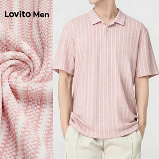 Lovito Men  Camisa Polo Casual com Botão Primavera/verão Rosa para Homens L175ED105 em Oferta na Shopee