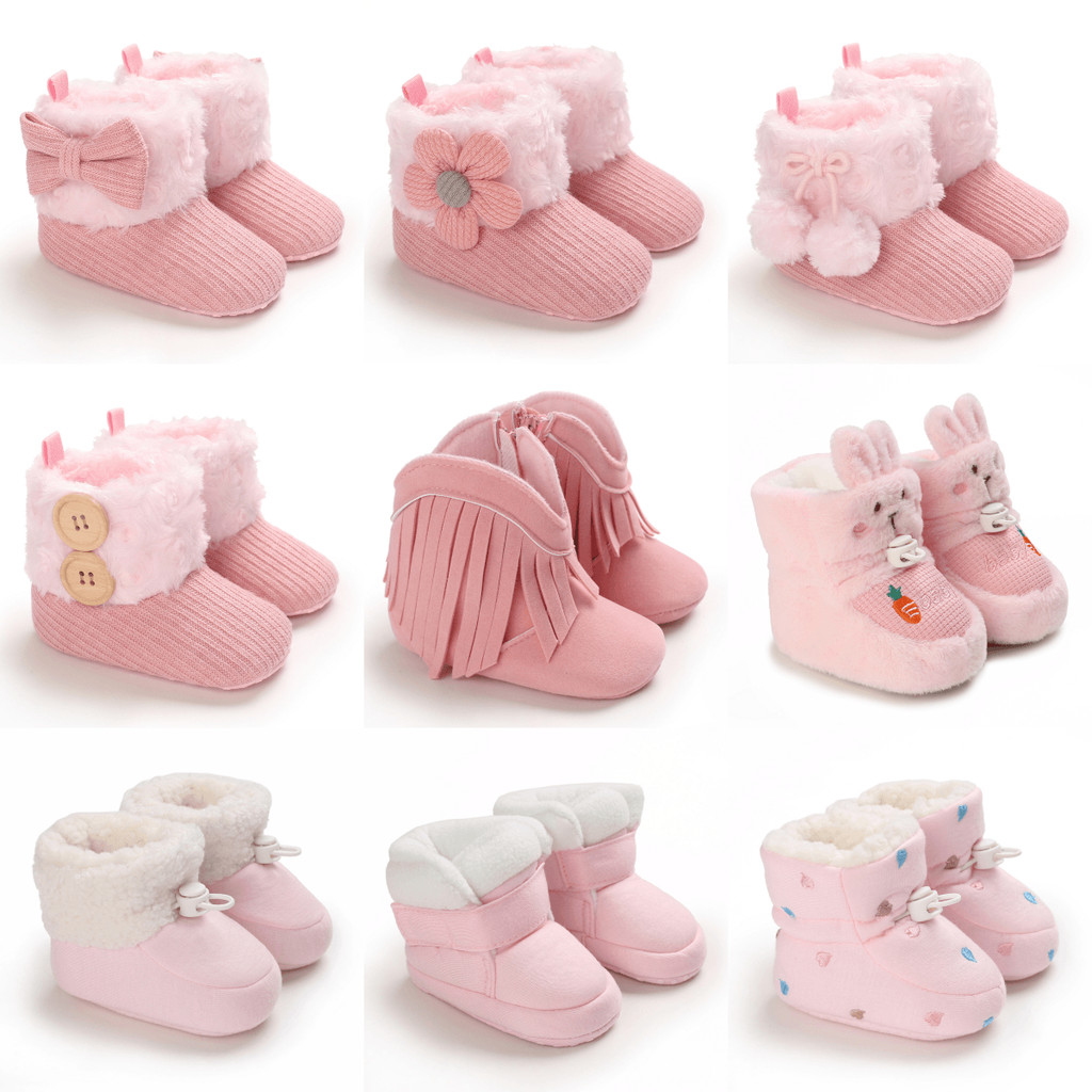 Botas De Neve Grossas Para Bebês Meninas De Inverno Com Sapatos De Algodão Peludo Rosa Fofos De Pelúcia Quentes Antiderr em Oferta na Shopee