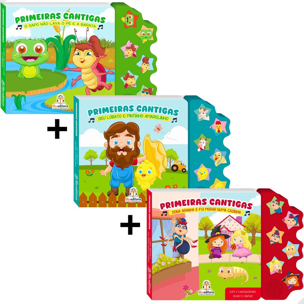 Livro Sonoro Infantil Primeiras Cantigas Kit 3