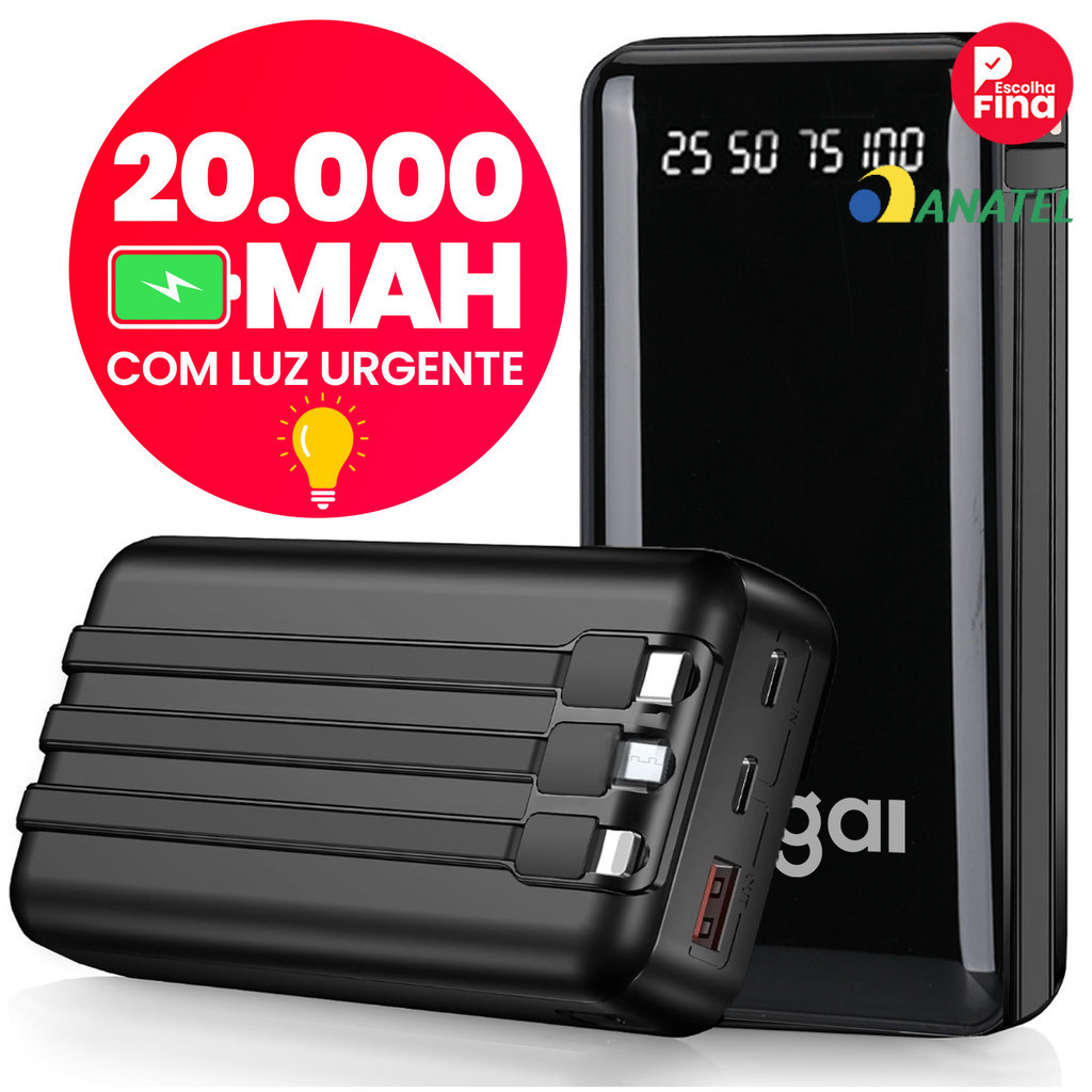 Imagem Bateria Externa Portátil 10000 a 20000mah Power Bank Carregador Mel Design