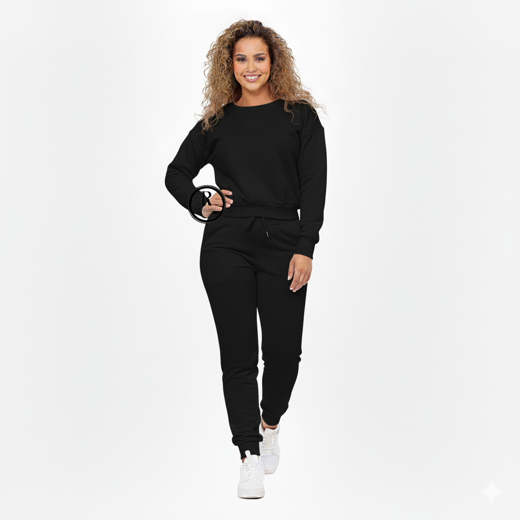 Kit Conjunto Moletom Feminino Gola Careca Liso  Blusa De Frio Blusa + Calça Moletom