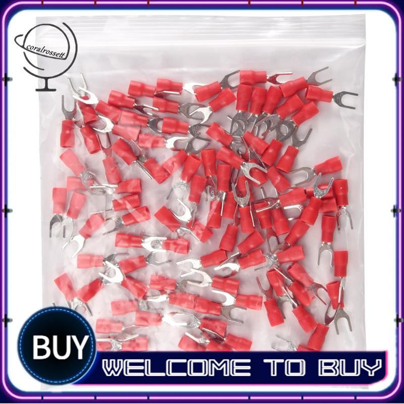 100 Pcs 4mm Garfo AWG 22-16 Terminal Pré Isolado Cabo Lug