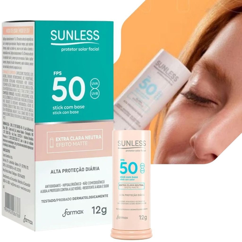 PROTETOR SOLAR STICK COM BASE EXTRA CLARA NEUTRA SUNLESS 12G