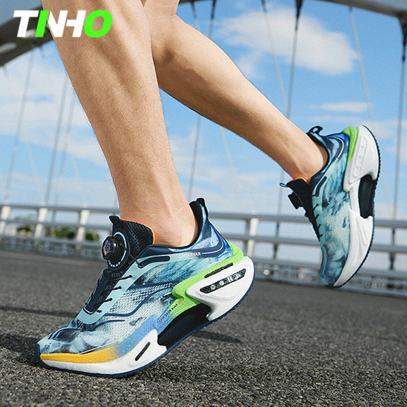 Tênis corrida unissex com placa carbono fivela rotativa amortecimento para maratona longa Respirável