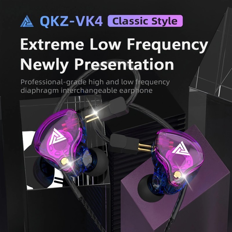 Fone de Ouvido com Fio QKZ Esportivo – Driver de Cobre, Microfone e Som Estéreo Baixo Potente