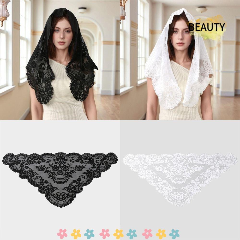 BEAUTYHOMEBR Lenço Bordado De Flores , Triangular De Renda Respirável Com Bordada , Xale De Casamento De 172 * 63 Cm