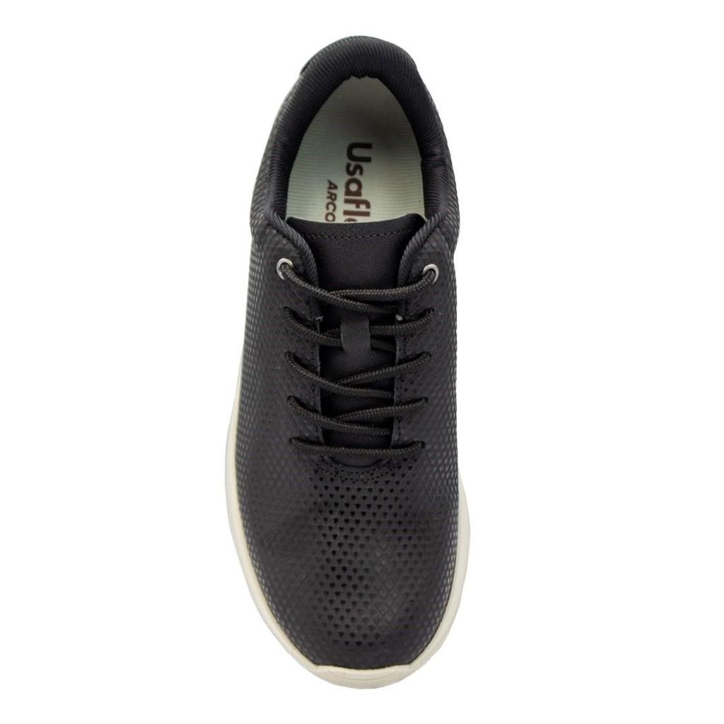 Tênis Usaflex Feminino Básico Em Couro Detalhe Textura AJ1206