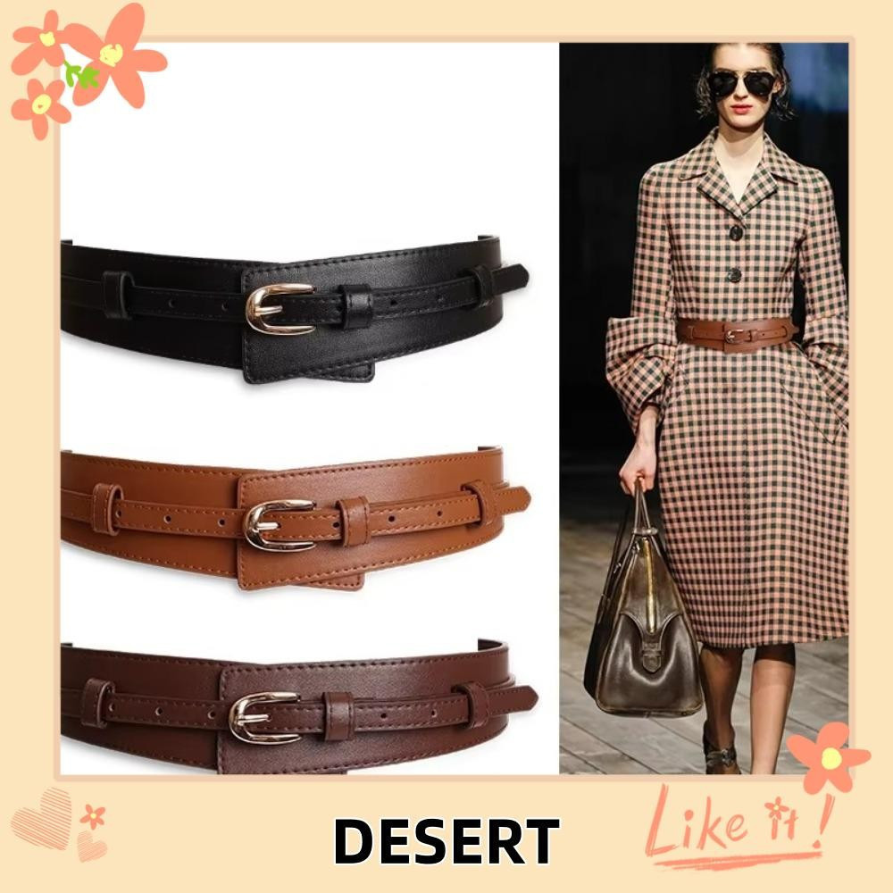 Cinto Largo De Couro DESERT , Cintura Versátil Com Fivela De Pino De Design Luxuoso , Cintos De Vestido De Calças De Dup