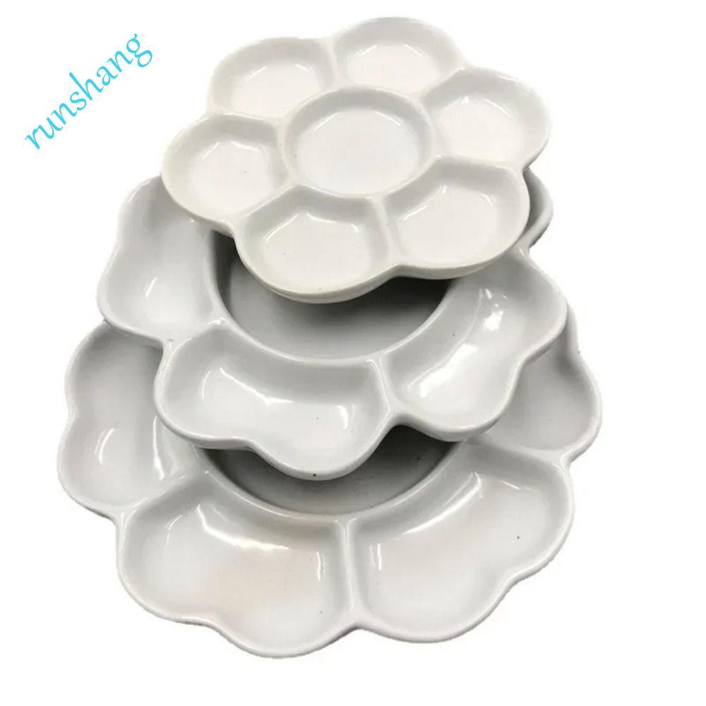 Bandeja De Paleta De Pintura RUNSHANG , Porcelana Branca De Cerâmica , Placa De Flor De Ameixa De 3 Tamanhos Durável 6/7