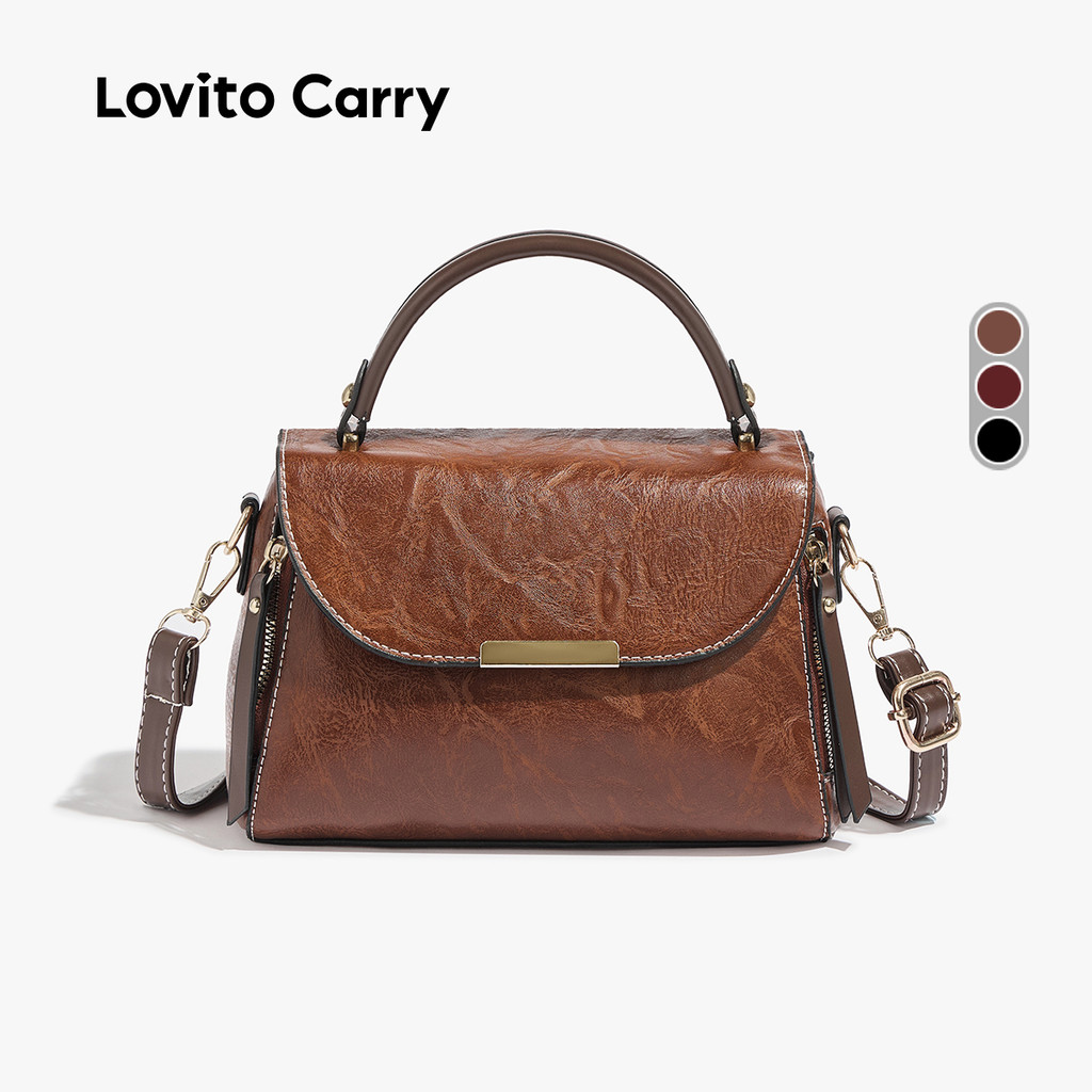 (Refine by Lovito) Bolsa De Ombro Feminina Elegante Pequena Em Couro Pu Com Vários Compartimentos E Bolsos LR25E054 em Oferta na Shopee