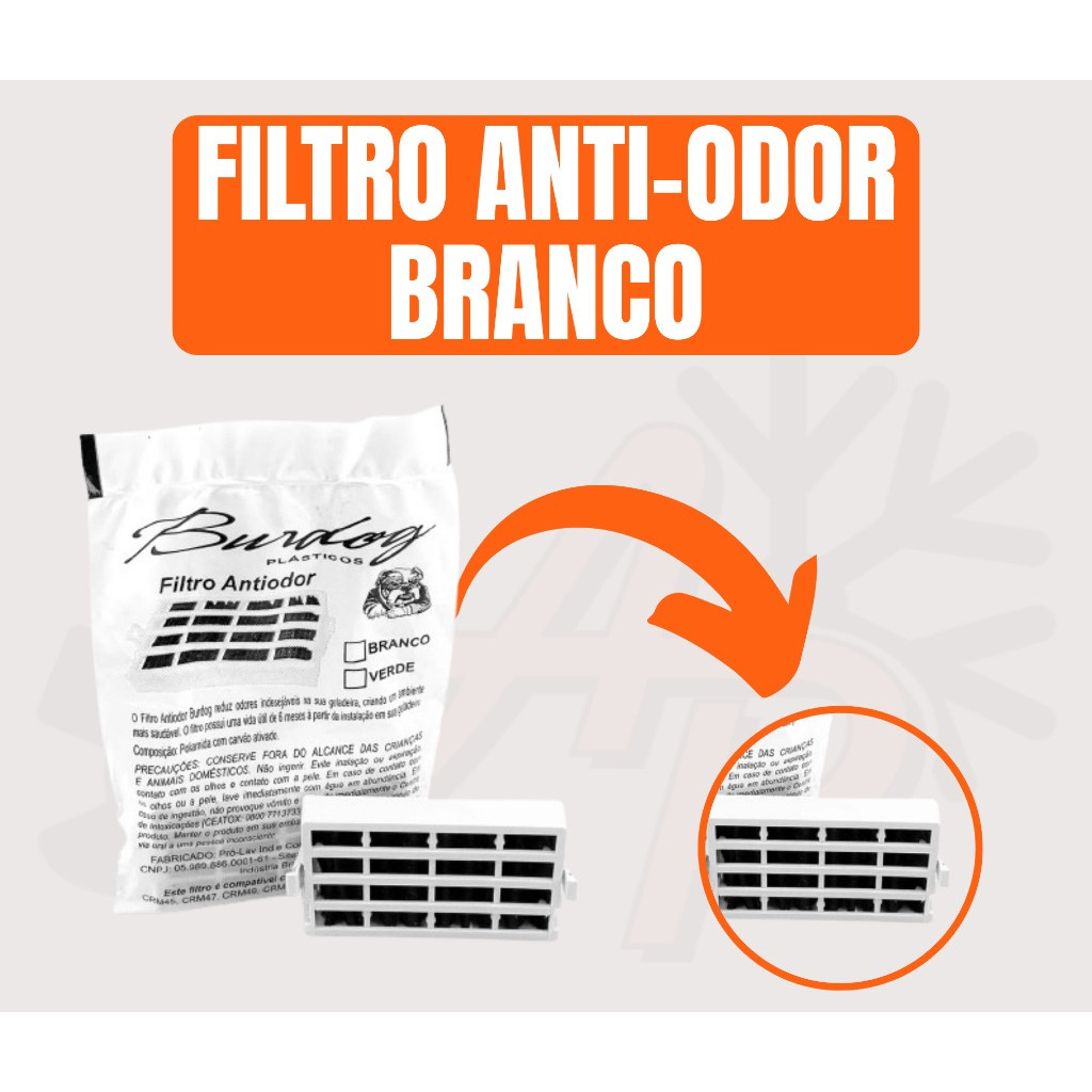 Kit Filtro Geladeira Antiodor compativel refrigerador bem estar