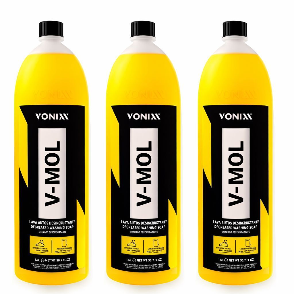 Kit 3 Produto Para Lavar Carro Moto Shampoo Vonixx V-Mol 1,5L