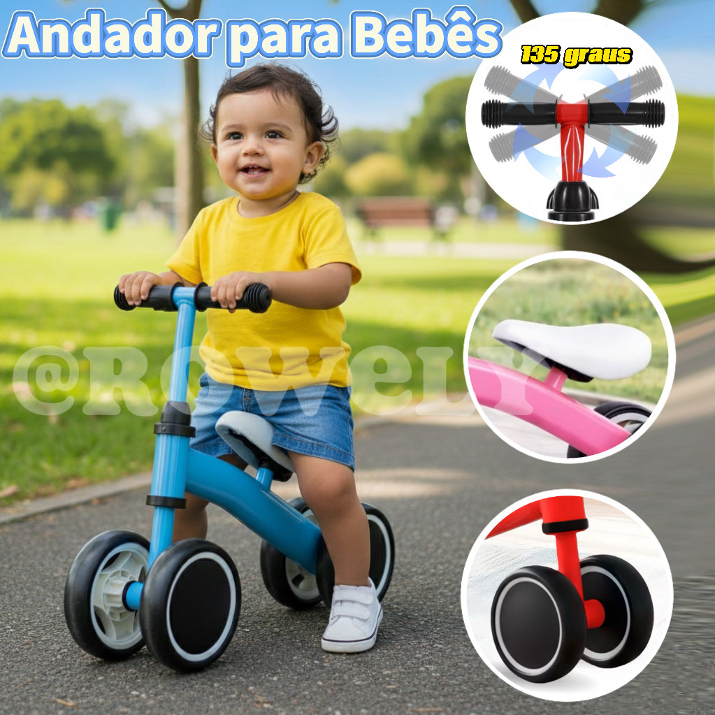 Bicicleta de Equilíbrio Infantil para Bebês Rodas Largas, Estável e Segura 1~3 Anos em Oferta na Shopee