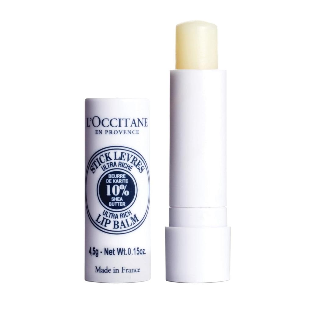 L'OCCITANE Bálsamo Labial Ultra-Rico com 10% de Manteiga de Karité Orgânica, Hidrata, Nutre, Repara e Alivia Lábios Seco