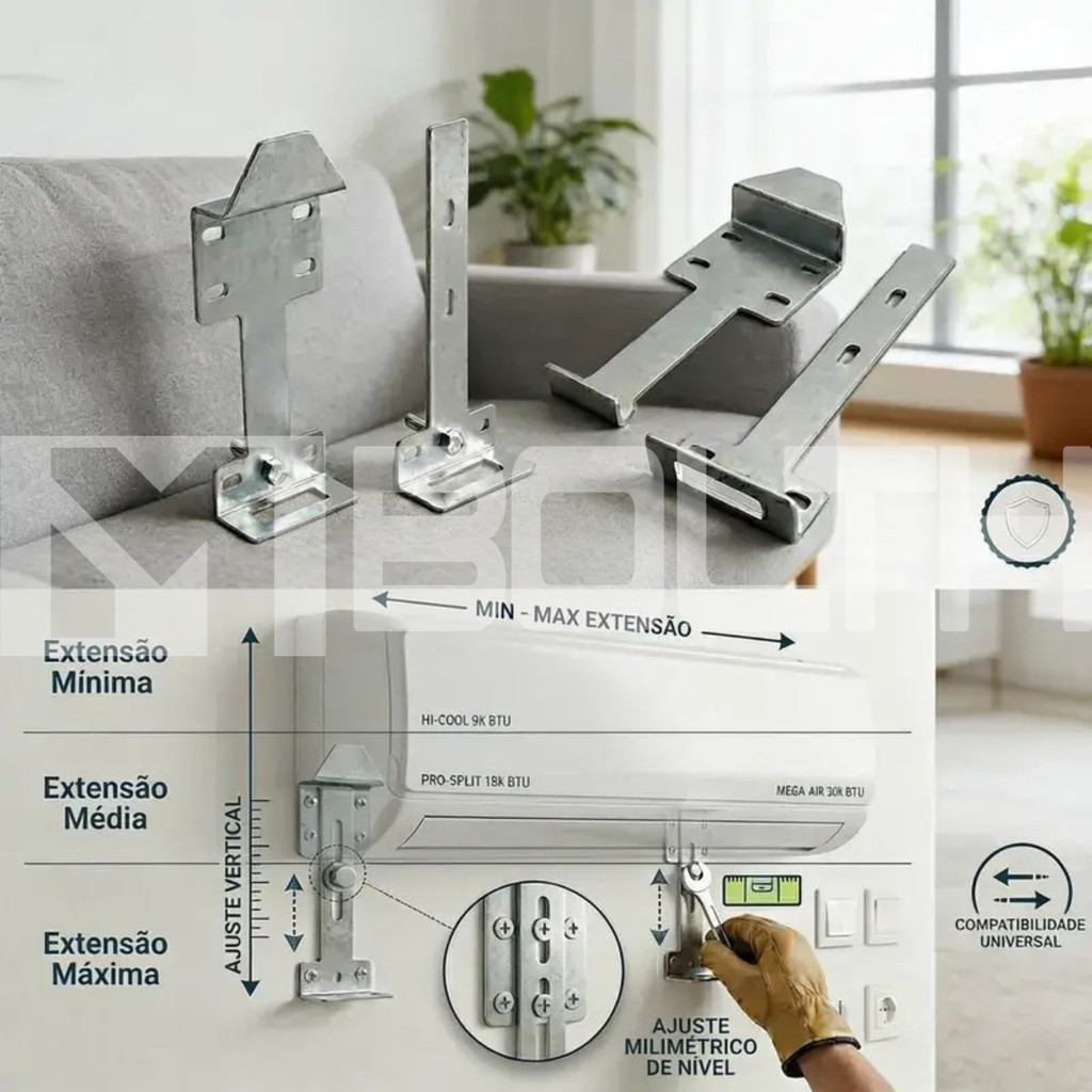 Suporte Universal para Ar condicionado Split Regulável Evaporadora 7000 Á 3000 Btus profissional resistente