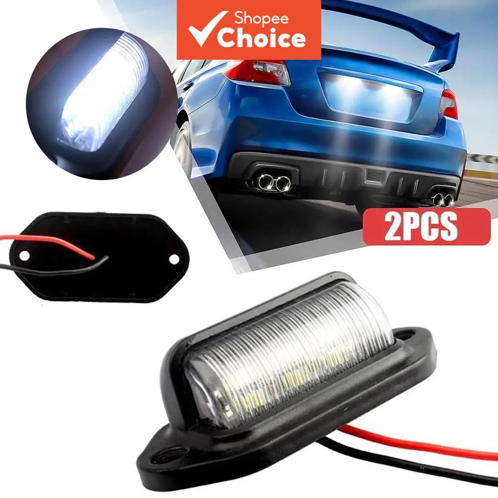 2 peças de luz branca de 6 LEDs para placa de carro para SUV, caminhão, trailer, van - lâmpada de degrau para placa