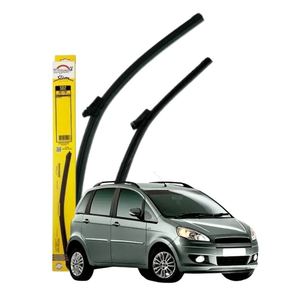 PAR PALHETA LIMPADOR PARABRISA DIANTEIRO PARA FIAT IDEA - 24/15 POLEGADAS BORRACHA SLIM SD DYNA