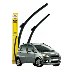 PAR PALHETA LIMPADOR PARABRISA DIANTEIRO PARA FIAT IDEA - 24/15 POLEGADAS BORRACHA SLIM SD DYNA