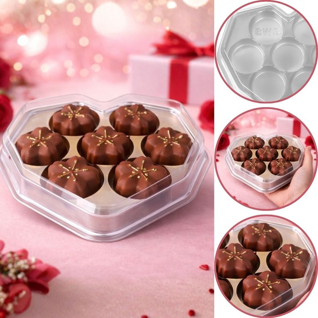 10~30 CAIXA CORAÇÃO LAPIDADO C/ 7 CAVIDADES CRISTAL BWB 14065 (BWB MAES NAMORADOS) (CHOCO) em Oferta na Shopee