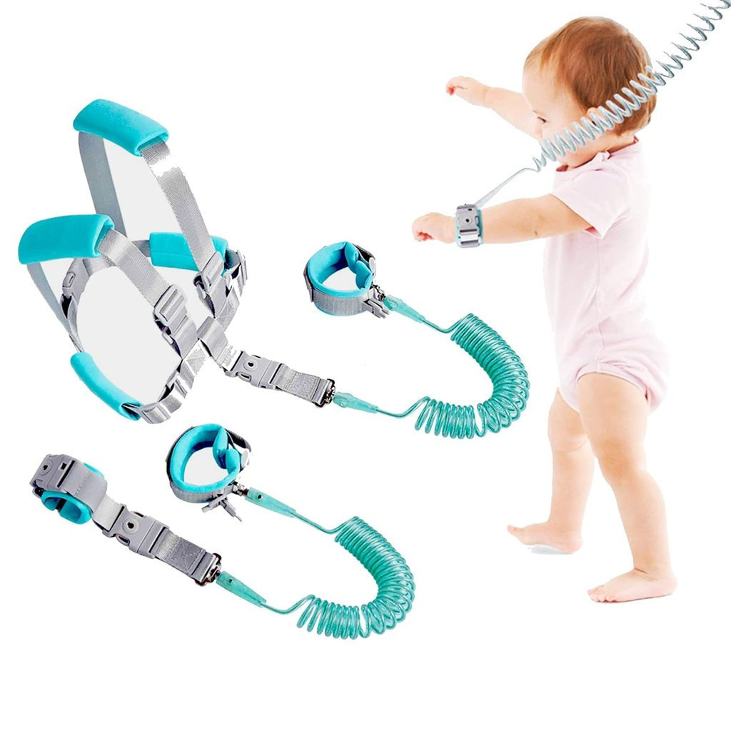    Pulseira anti-perda para bebês, guia para bebês de 2,5 metros, guia para crianças correrem, conjunto dois em um, trav
