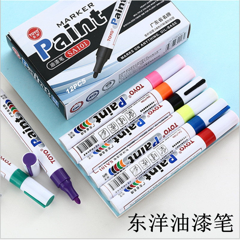 Caneta de pintura genuína TOYO TOYO Caneta de pintura de retoque Caneta de pneu branco à prova d'água Caneta de assinatu