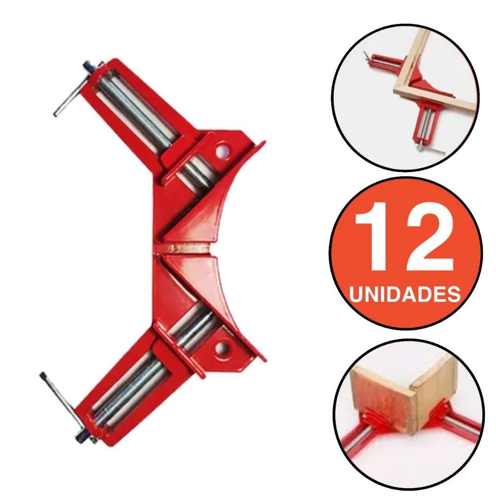Kit 12 Grampos Sargento Angular 90° Graus 3" Polegadas REFORÇADO 100% EM AÇO