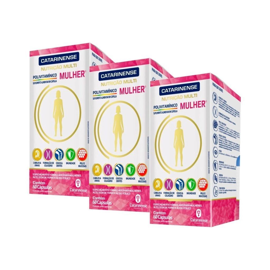 Polivitamínico A-Z Mulher - 3 un de 60 Cápsulas - Catarinense