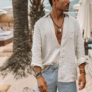 2020 Novas Camisas Masculinas Casuais De Linho De Manga Comprida