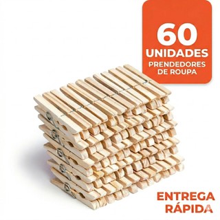 Pregador de Roupa Madeira Reforçado – 12/24/36/48/60 Unidades – Altissima Qualidade