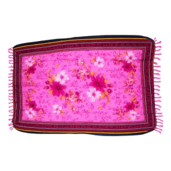 Canga De Praia Com Flores Estampada Grande Em Viscose Rosa
