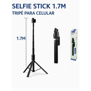 Tripé de bastão de selfie para celular de 1,7 m, controle remoto integrado, portátil