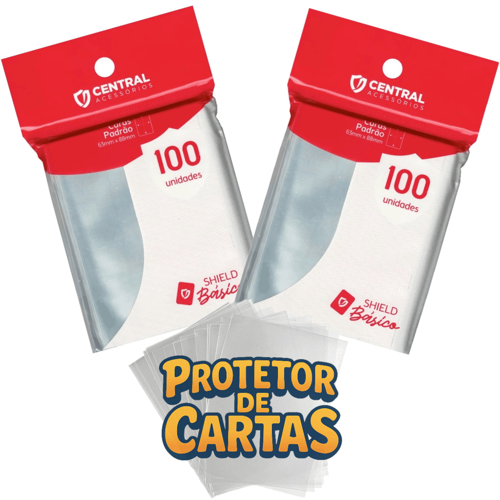 Protetor de Cartas Sleeve Central Shield 63 x 88mm Padrão Básico Transparente Pokémon Magic TCG
