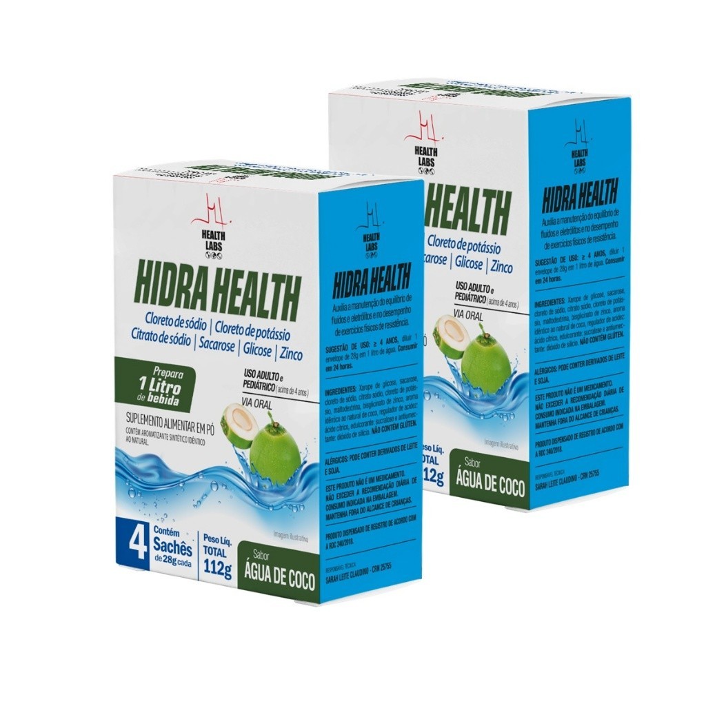 2un Hidra Health 4 unidades 28g Água de Coco - Health Labs