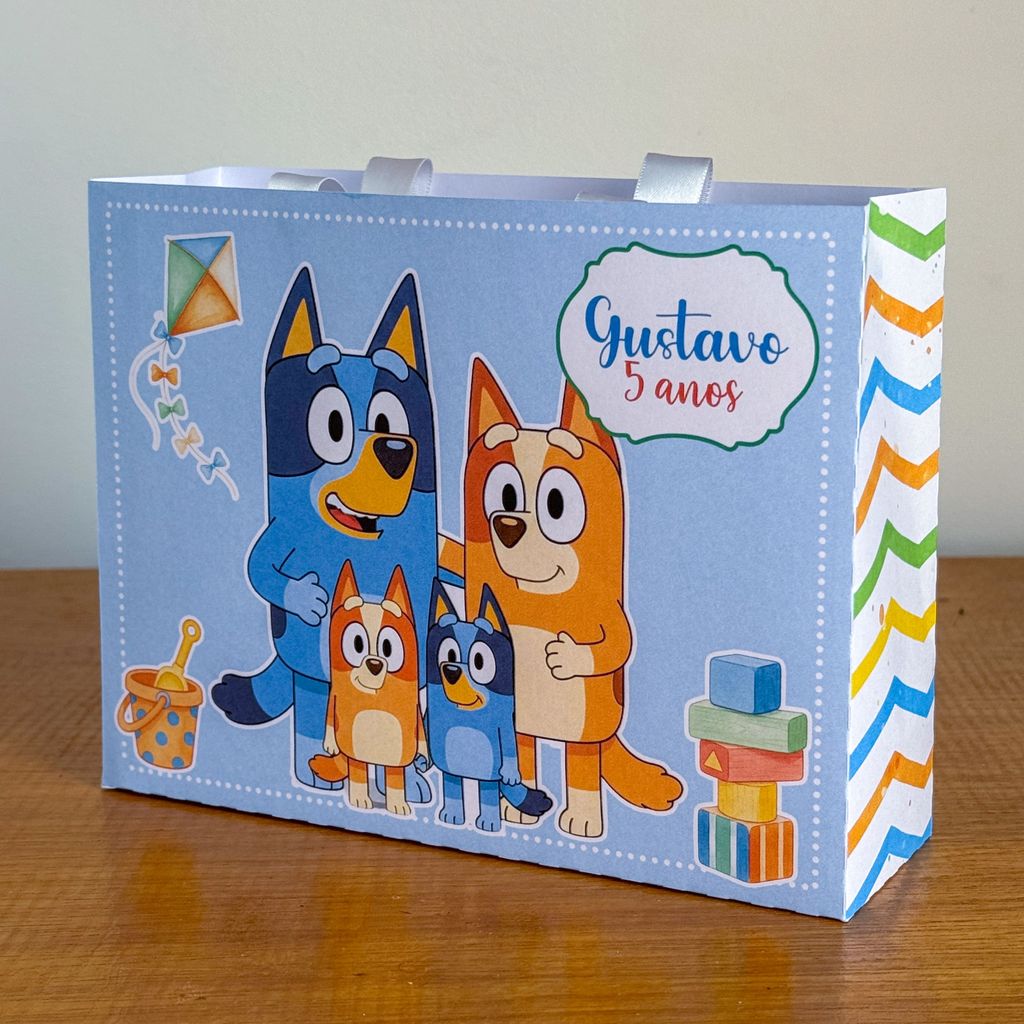 Kit Sacolinhas Surpresa BLUEY DOGS - Personalizada - Pegue e Monte - Lembrancinha Festa
