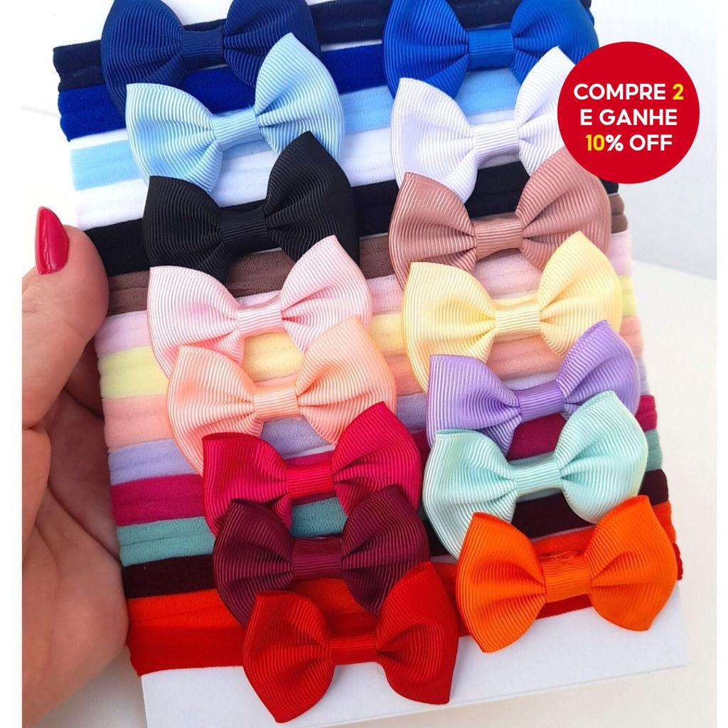 Faixas de Cabelo para Meninas, Conjunto de 15 Faixas de Nylon Macio com Laço Elástico e Cores Candy