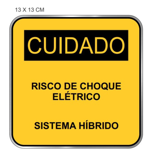 Placa Cuidado Risco de Choque Elétrico Sistema Híbrido - CPFL Tam 13x13 CA 0,4mm