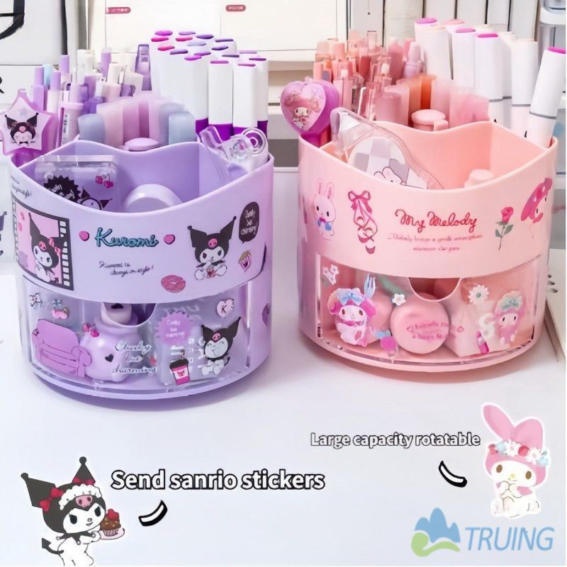 Sanrio Kuromi 360 °     Organizador de Mesa Giratório Kumiko para Canetas e Artigos de Papelaria
