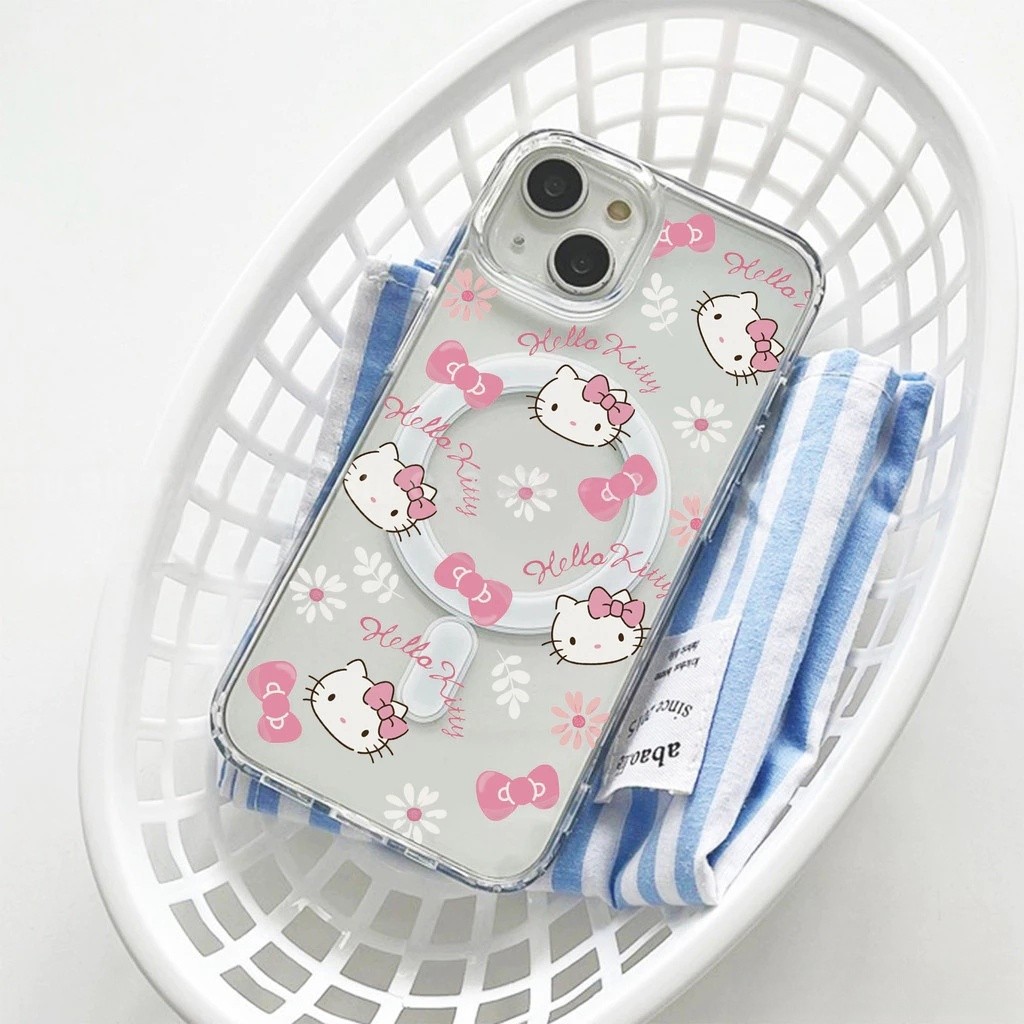 Capinha Para iPhone Laço magnético da Hello Kitty Para iPhone XR 11 12 13 14 15 16 17 Air Plus Pro Promax em Oferta na Shopee