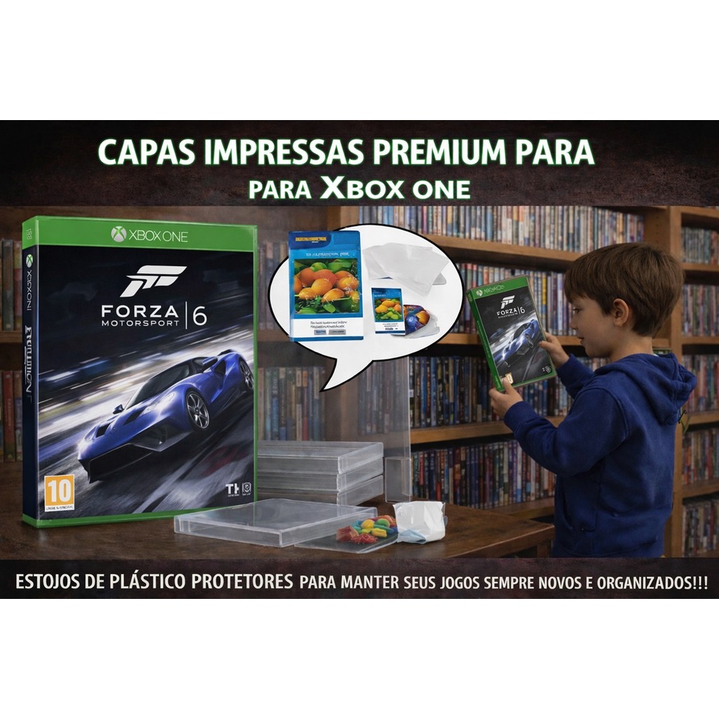 ESTOJO COM CAPA FOTO PARA XBOX ONE FORZA MOTORSPORT 6 KIT colecionador